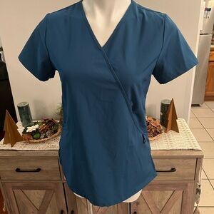 Revel premium stretch teal vneck scrub top